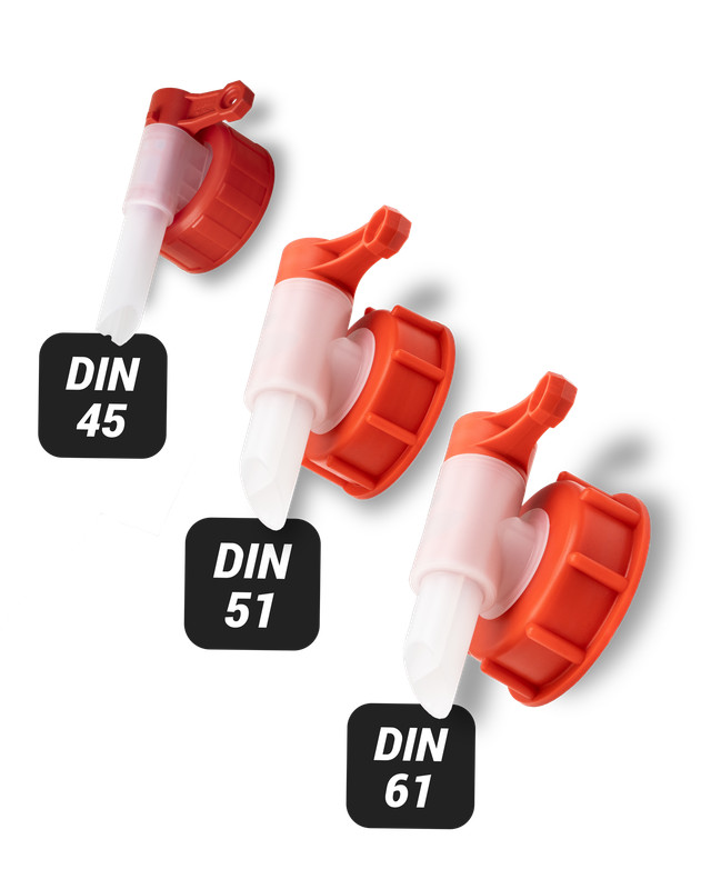 Auslaufhahn FÃ¼R Kanister Din 45, Din 51, Din 61 Dosierhahn Leerkanister Aft Hahn