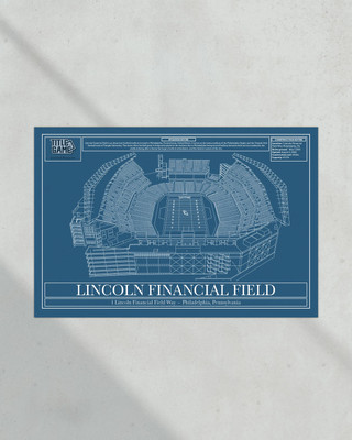 Philadelphia Eagles Lincoln Financial Field Stadium Blueprint Football Print