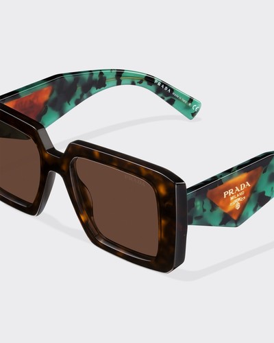 Pre-owned Prada Sunglasses Pr 23ys 2au06b Tortoise Green Dark Brown Lens Authentic
