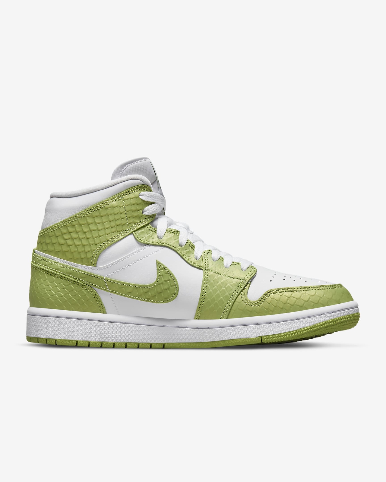 Pre-owned Jordan Women's Air  1 Mid Se White Vivid Green Snakeskin Brand Dv2959-113 In White/white/vivid Green