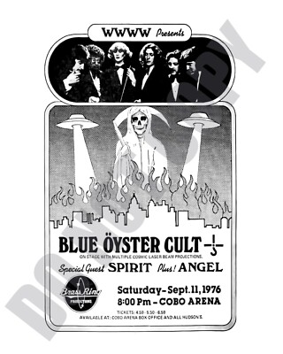 1976 Blue Oyster Cult Concert at Cobo Arena In Detroit Newspaper Ad 8x10 Photo