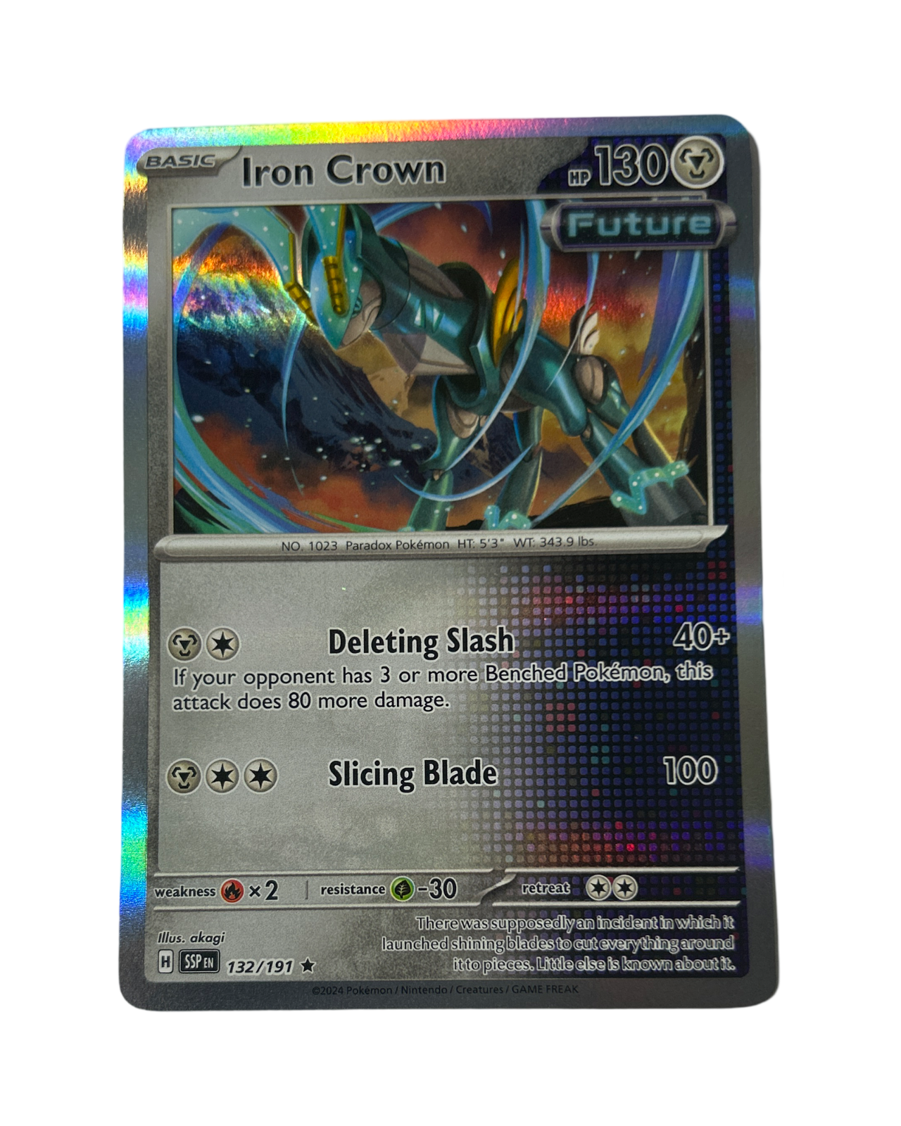 ⭐︎runa⭐︎ Pokemon TCG Iron Crown 132/191 Ancient Holo Surging Sparks