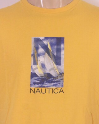 vintage 90s 00s Y2K Nautica Windsurfing T-Shirt Spell Out Logo SZ L