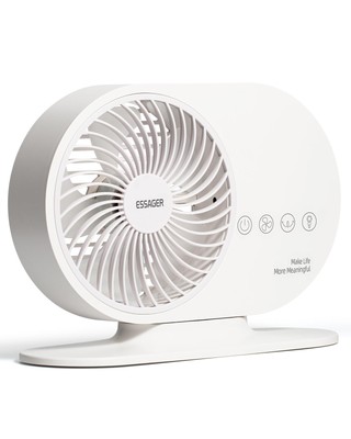 Desk Air Circulator Fan with RGB Night Light, Rechargeable Table Fan with Aro...