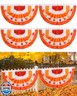 VitalCozy 6 Pcs Fall Bunting Outdoor Flag for Outside 3 x 1.5 ft Fall Banner Leaf Pattern Hanging Pleated Bunting Fan Flag Autumn Thanksgiving Outdoor Decorations for Holiday Party