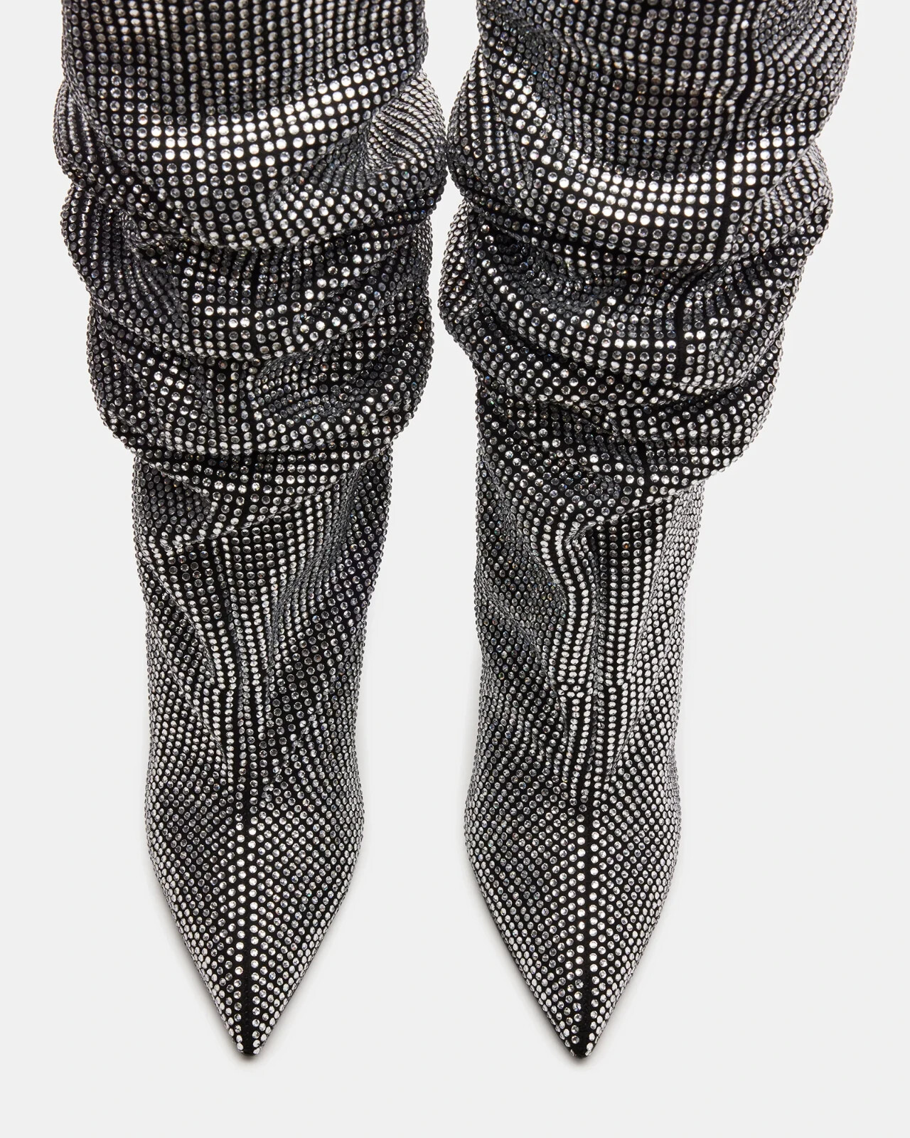 Pre-owned Steve Madden Bellamie Black Rhinestones Knee-high Boot - Select A Size In Black/rhinestone