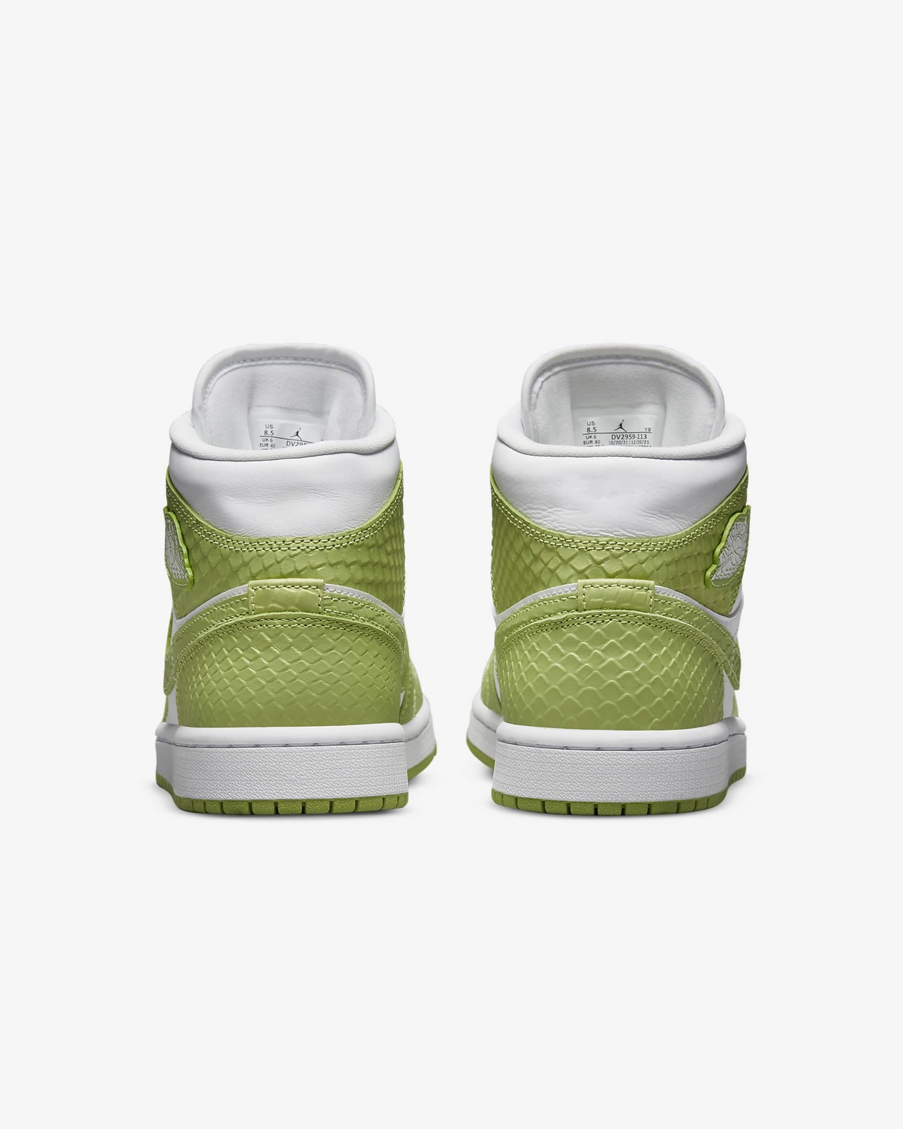 Pre-owned Jordan Women's Air  1 Mid Se White Vivid Green Snakeskin Brand Dv2959-113 In White/white/vivid Green