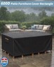 Outdoor Waterproof Furniture Cover, 126W x 74L x 28H inches Heavy Duty 600D Rectangular Table and Chair Set Protection, Black