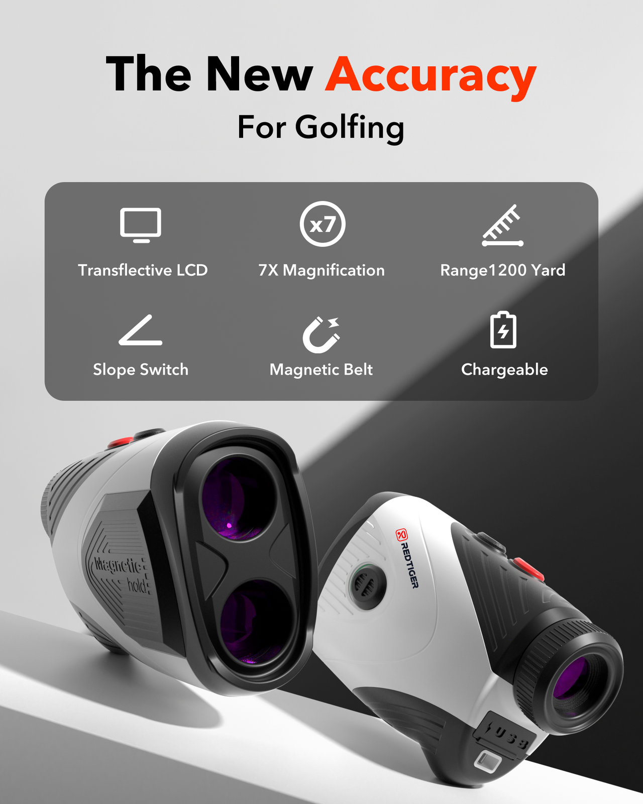 REDTIGER Golf Range Finder Slope, 1200 Yards Laser 7X Range Finder Golfing