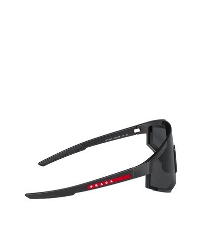 Pre-owned Prada Linea Rossa Sps 04ws Dg006f Rubber Black Red Dark Grey Sunglasses In Gray
