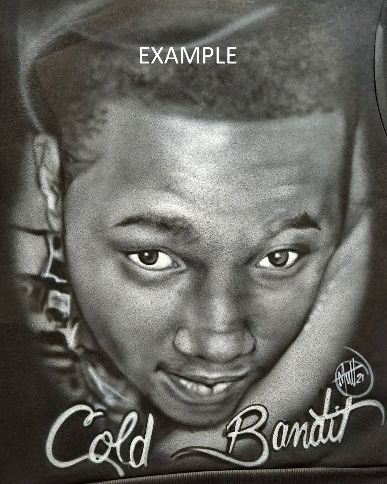 Pre-owned And Airbrush Black  White Portrait On T Shirt, Jacket, Hoodie, Etc. Any Size