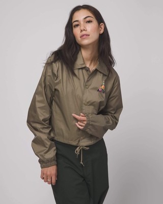 

Женская укороченная куртка HUF New Dawn Triple Triangle Crop Jacket цвета хаки Спортивная одежда Топ, Зеленый, HUF New Dawn Triple Triangle Crop Jacket