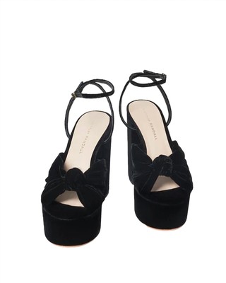 Pre-owned Loeffler Randall Roz Knot Platform Sandal In Black - Size 9.5