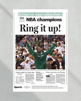2008 Boston Celtics NBA Champions 'Ring it up!' Framed Newspaper Front Page Prin