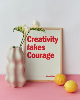 Creativity Takes Courage Wall Print Colorful Quote Retro Red Poster Modern Room