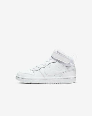 

Nike Court Borough Mid 2 для маленьких детей, белый/бело-белый (CD7783 100), White/white-white