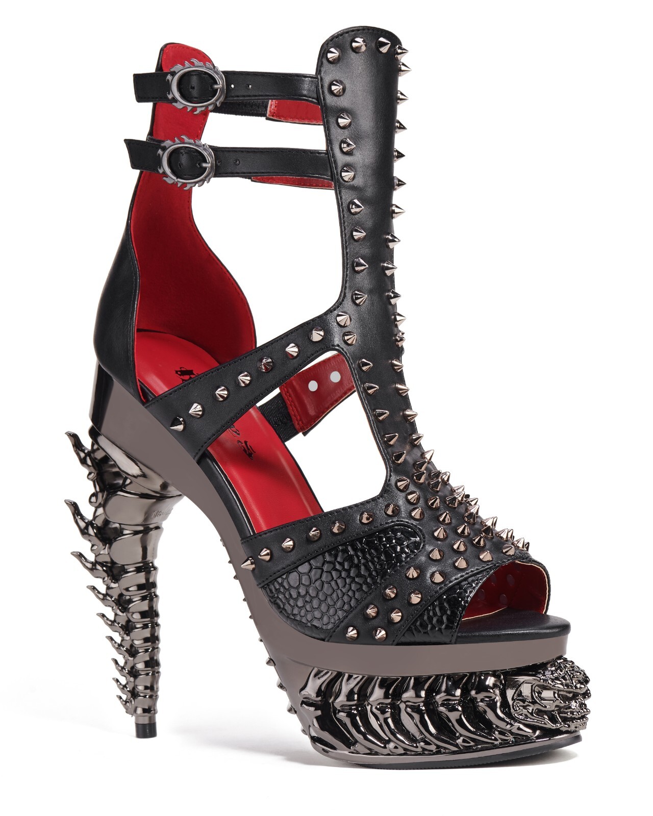 【HADES FOOTWEAR】 骨 ヒール Hades ARKHANE Black Vegan Stud Sandal 5