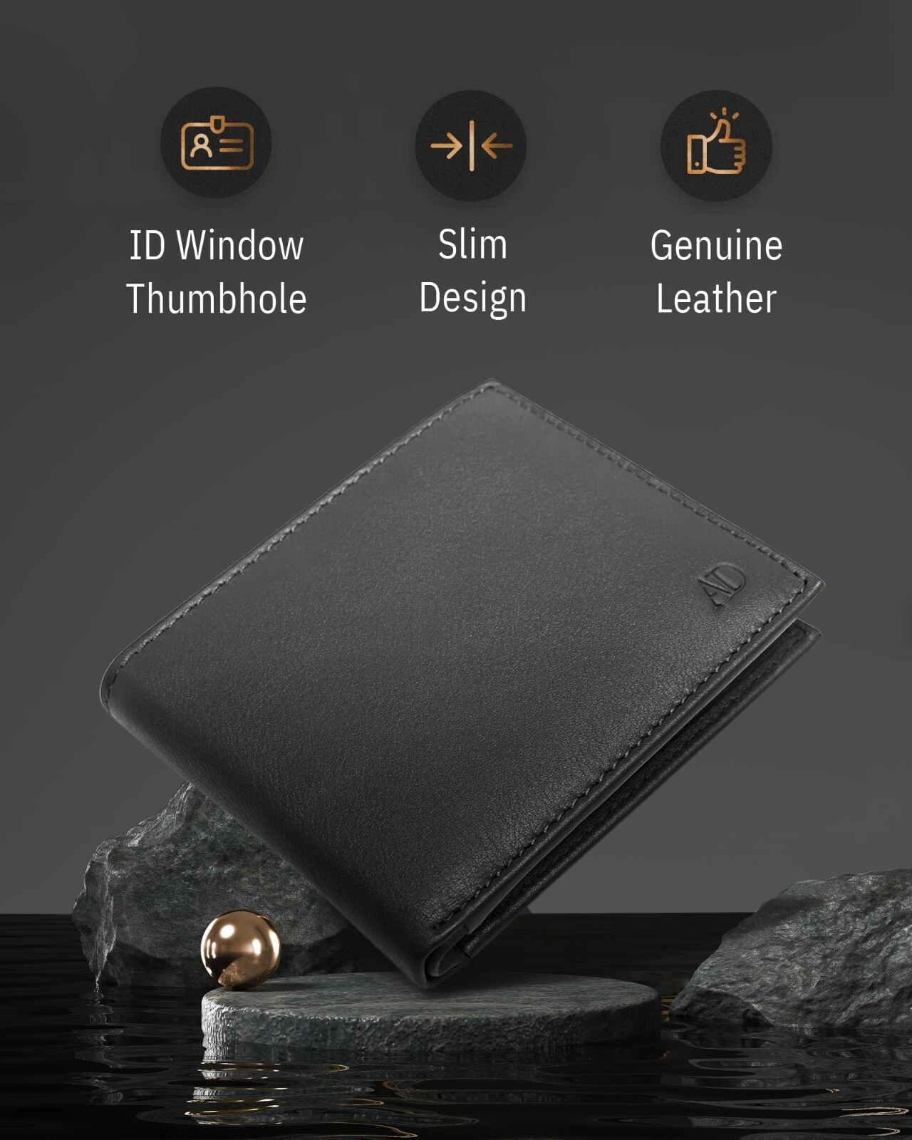 Genuine Leather RFID Blocking Bifold Wallet For Men Slim Mens Wallet Minimalist