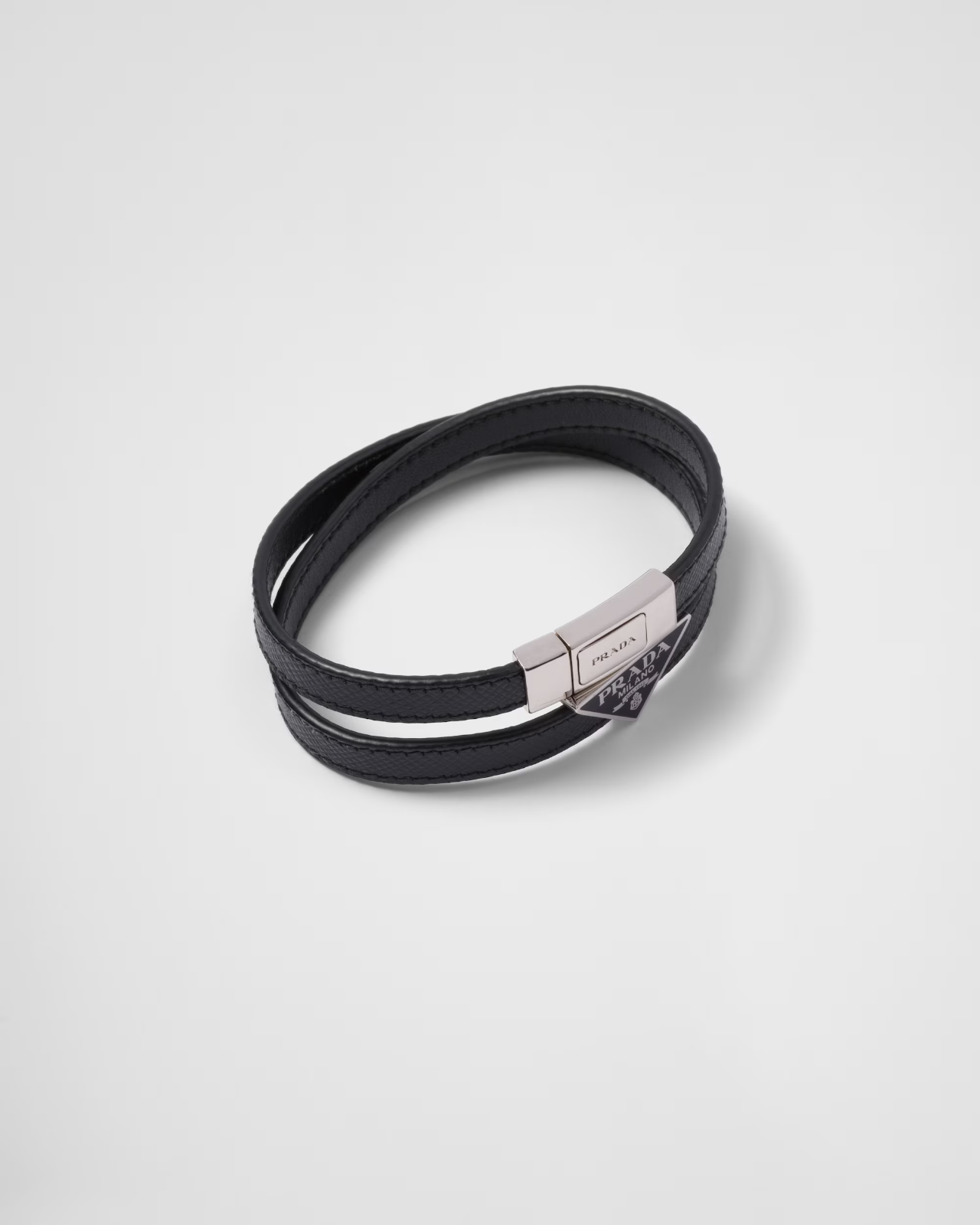 Prada Black Saffiano Leather Bracelet Men $525 | eBay