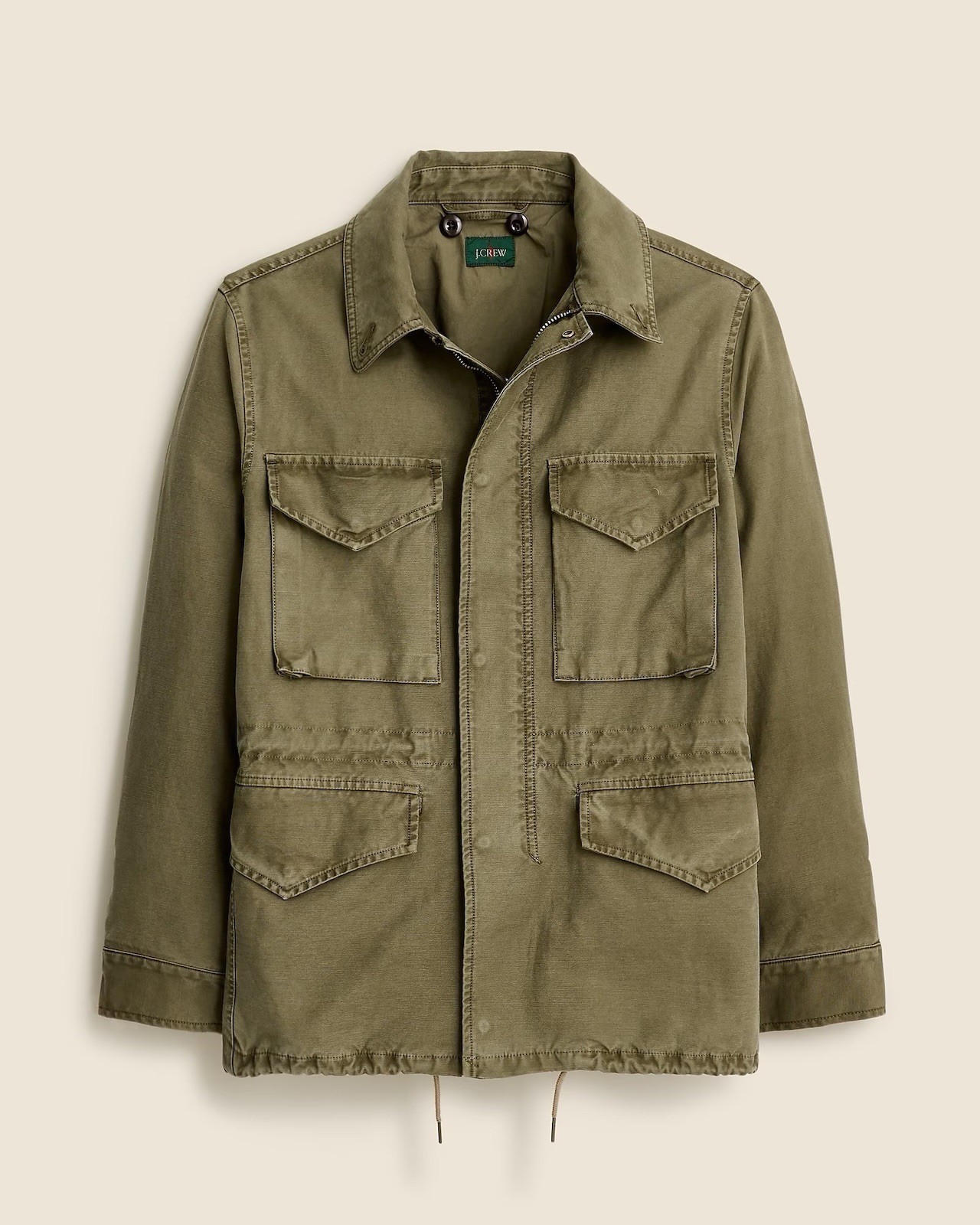 J.Crew Garment Dyed Field Jacket Reverse Cotton Sateen Olive