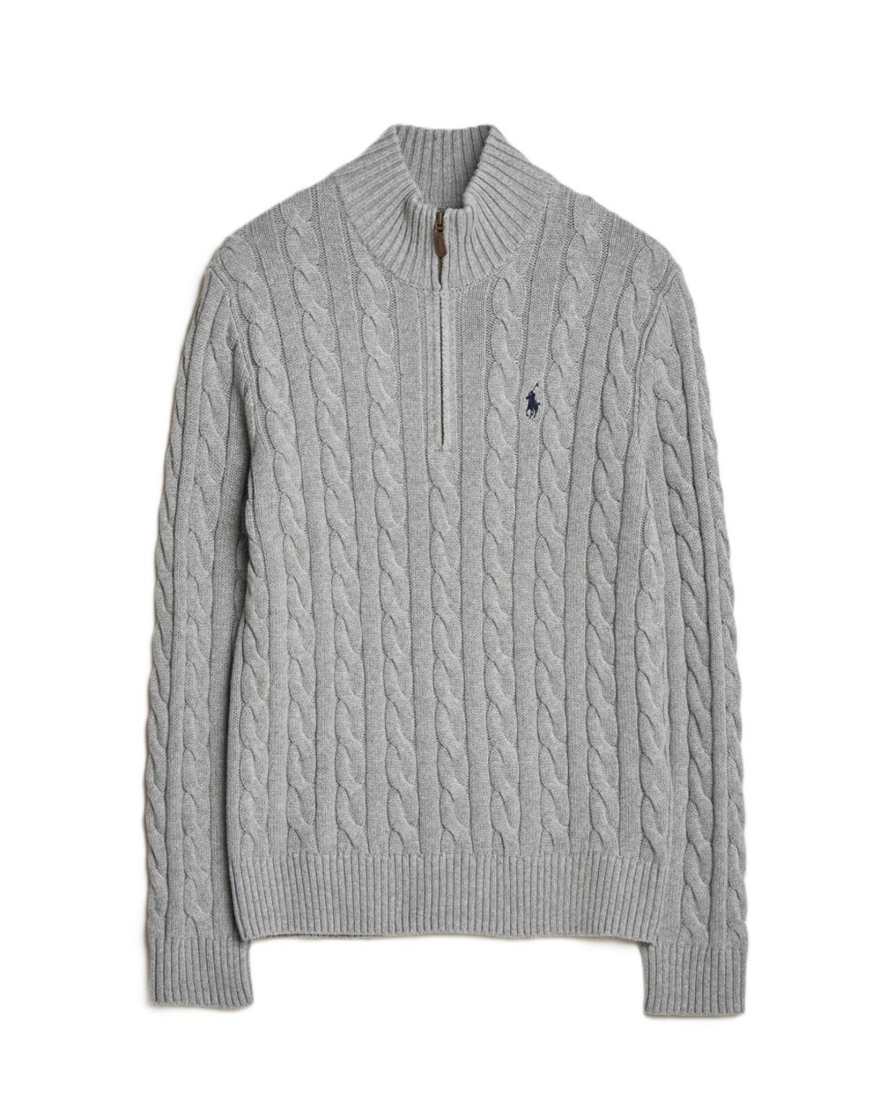 NWT - Polo Ralph Lauren Men's 1/4 Zip Cable Knit Cotton Sweater: GRAY - M - XXL