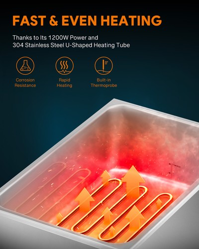 WILPREP Commercial Food Warmer Triple Well Bain Marie 12x20" Full Size 1200W