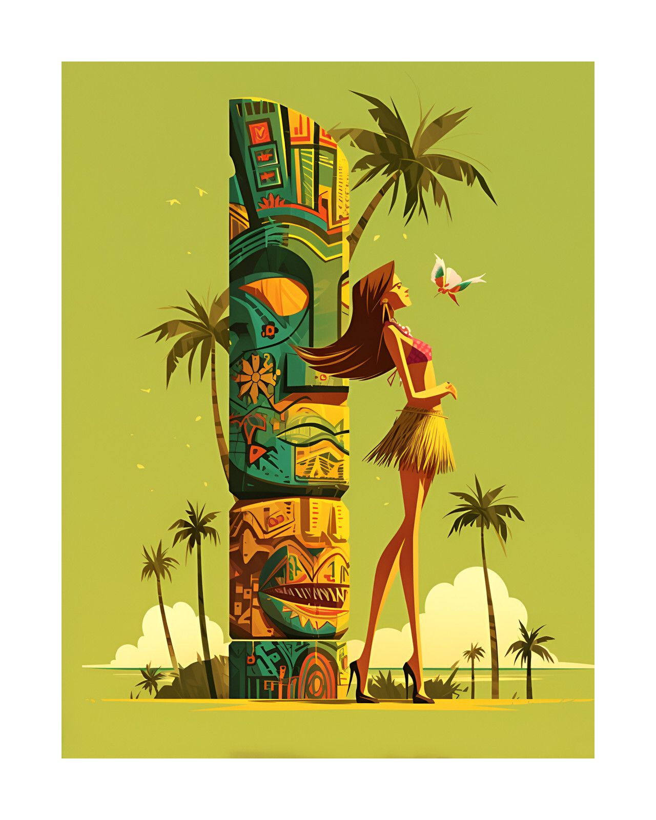 80s HULA DANCER 特大アート フレーム 油彩画 ヴィンテージ 80s HULA DANCER 特大アート フレーム 油彩画 ヴィンテージ s