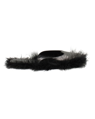 Simone Rocha Fur-Trimmed Slides In Leather Women Black Size 35