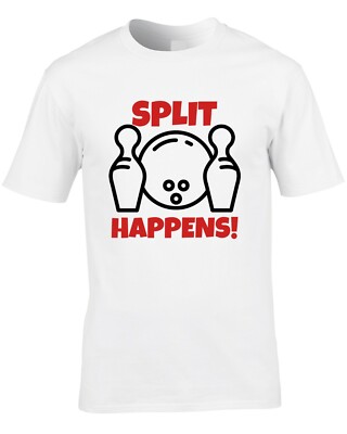 Bowling Funny Men's T-Shirt Split Happens Bowler Gift Idea Lane Team Club Ball