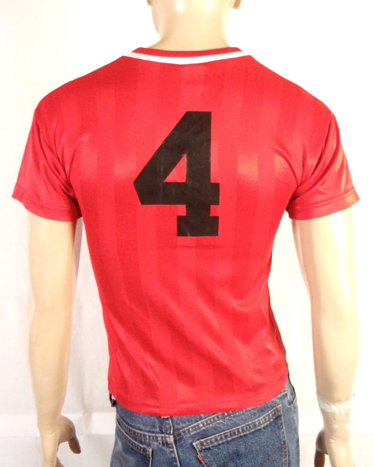 vtg 90s euc Umbro Red White Classic Logo Nylon Glanz Soccer Jersey Shirt USA YL