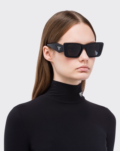 Pre-owned Prada Symbole Pr 08ys 1ab5so Black Silver Grey Lens Women Sunglasses In Grey Shaded