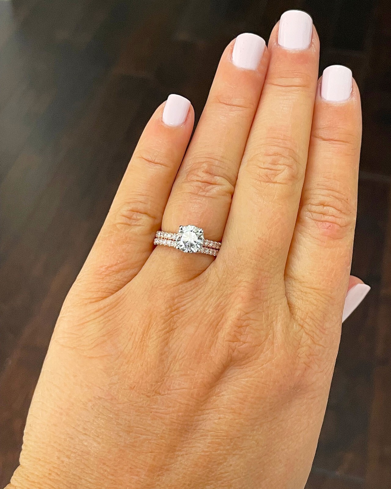 Pre-owned Knr Gia Certified 14k Solid Rose Gold Round Diamond Engagement Ring And Band 2.10ct In White