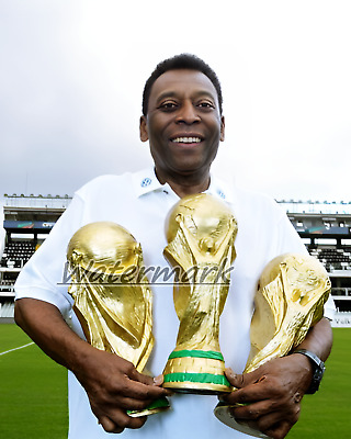 Pele with his 3 FIFA World Cups Color 8 X 10 Photo Picture