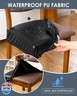Genina Dining Chair Covers Set of 2, Waterproof PU Leather Dining Seat Covers Stretch Wipeable Dining Room Seat Cover Kitchen Chair Slipcover Protector (Rear-Covered Design, Black)