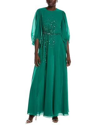 Pre-owned Sachin & Babi Bianca Gown In Malachite - Size 14 In Green