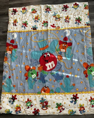 Vintage 90s Y2K M&M Candy Western Twin Size Comforter Reverses