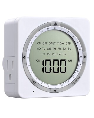 DEWENWILS Digital Timers for Electrical Outlets, Daily/7-Day/CTD, 120V 15A 1800W