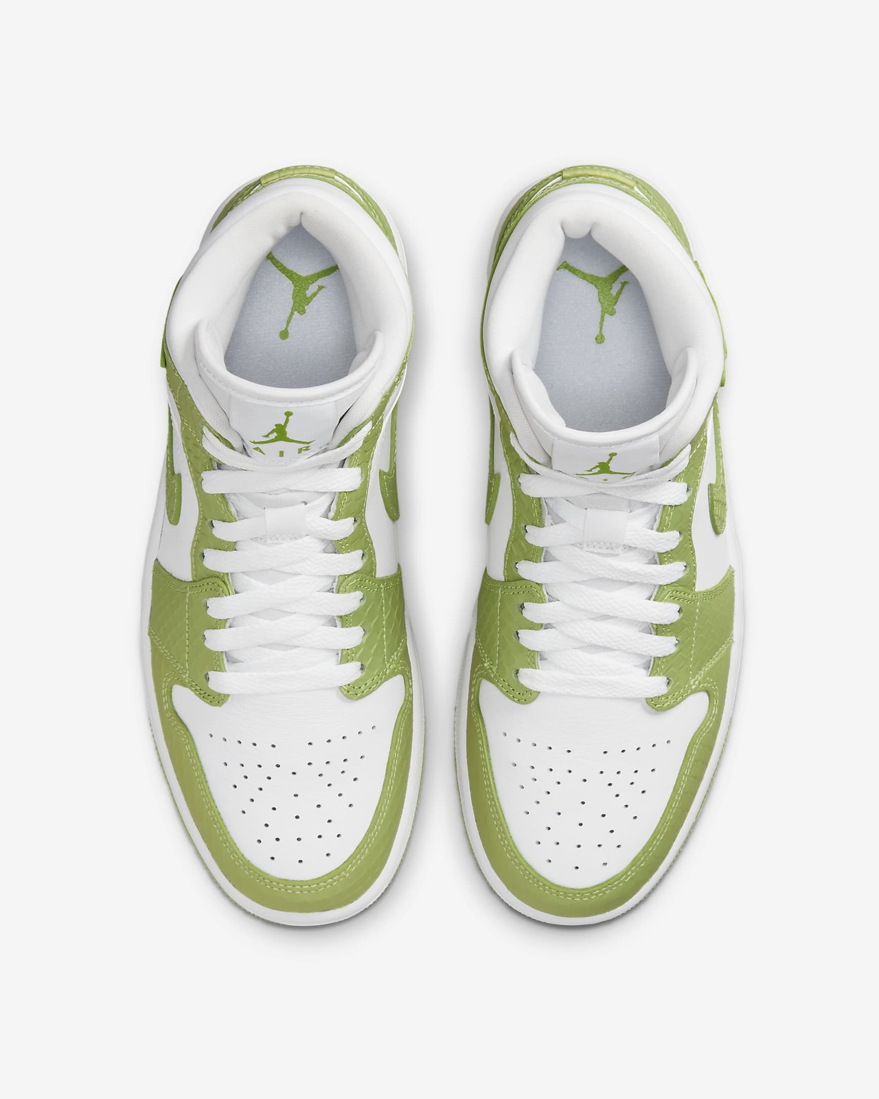 Pre-owned Jordan Women's Air  1 Mid Se White Vivid Green Snakeskin Brand Dv2959-113 In White/white/vivid Green