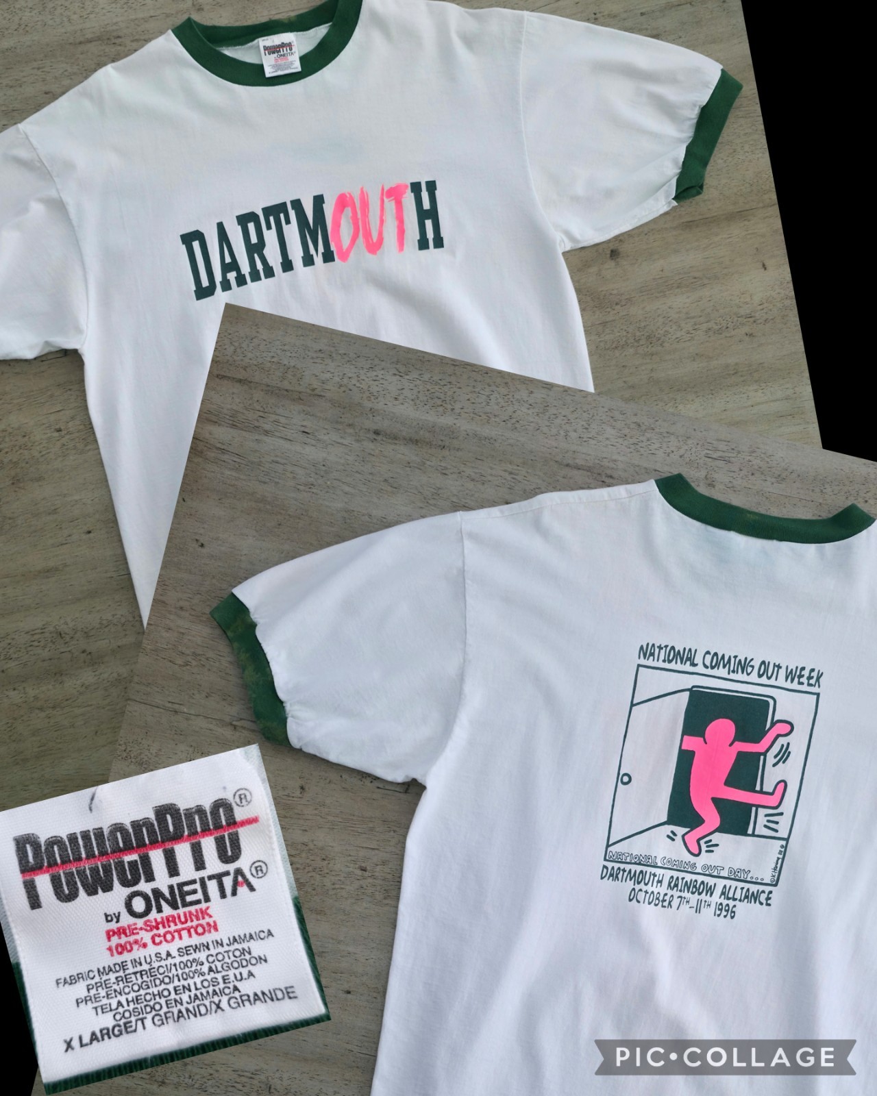 Vintage 90s Keith Haring Dartmouth College Coming Out Week T-shirt XL LGBTQ Art