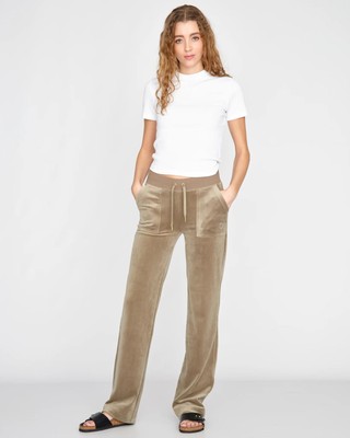 

Juicy Couture Wmns Del Ray Классические велюровые брюки с карманным дизайном Женские ветивер, Коричневый, Juicy Couture Wmns Del Ray Classic Velour Pant Pocket Design