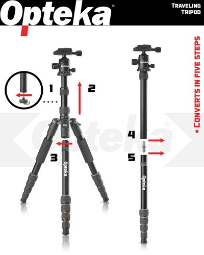 Opteka 59" 2-In-1 Photo Video Travel Tripod Monopod Combo with Ball Head + Case