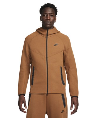 Мужская спортивная одежда Nike Tech Fleece светло-коричневого /черного цвета с застежкой-молнией