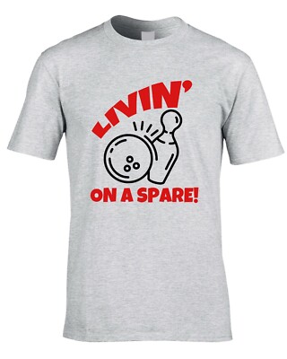 Bowling Funny Men's T-Shirt Living On A Spare Bowler Gift Idea Lane Team Club