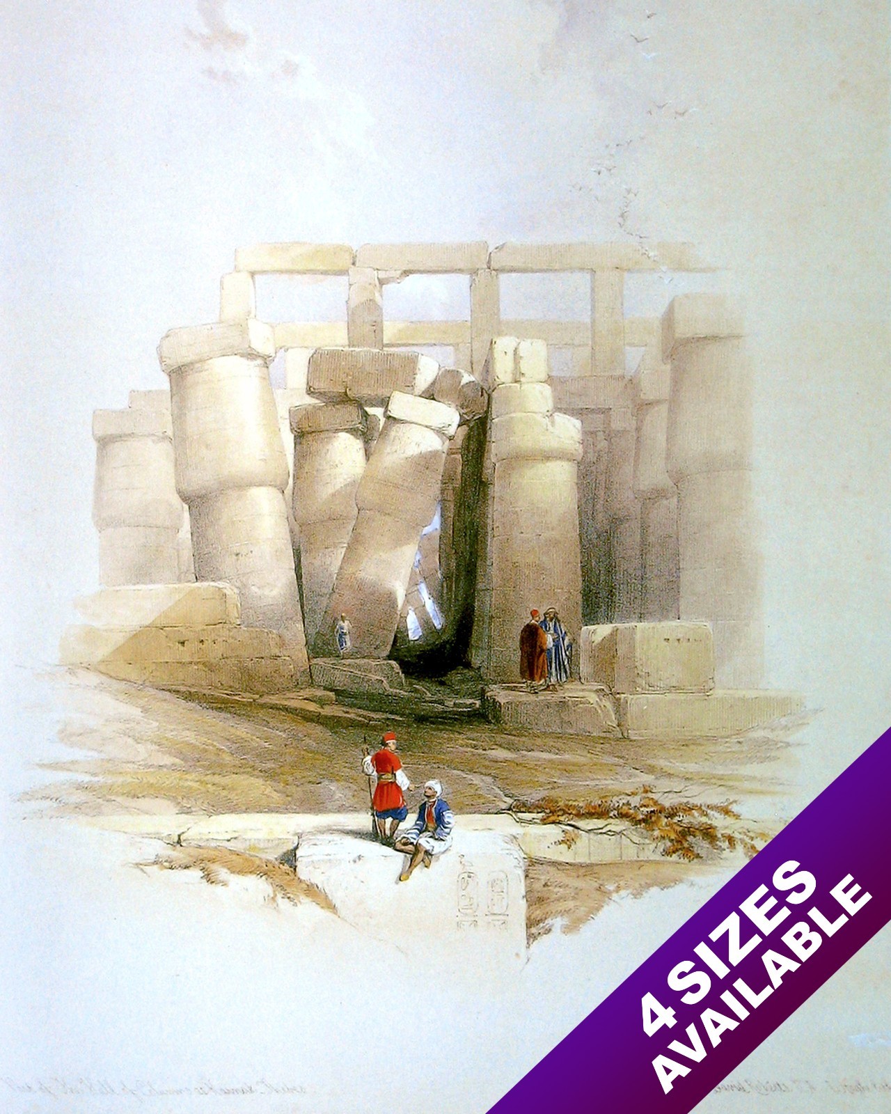 RUINS OF KARNAK LUXOR EGYPT NEAR THE NILE RIVER PAINTING ART REAL CANVAS PRINT