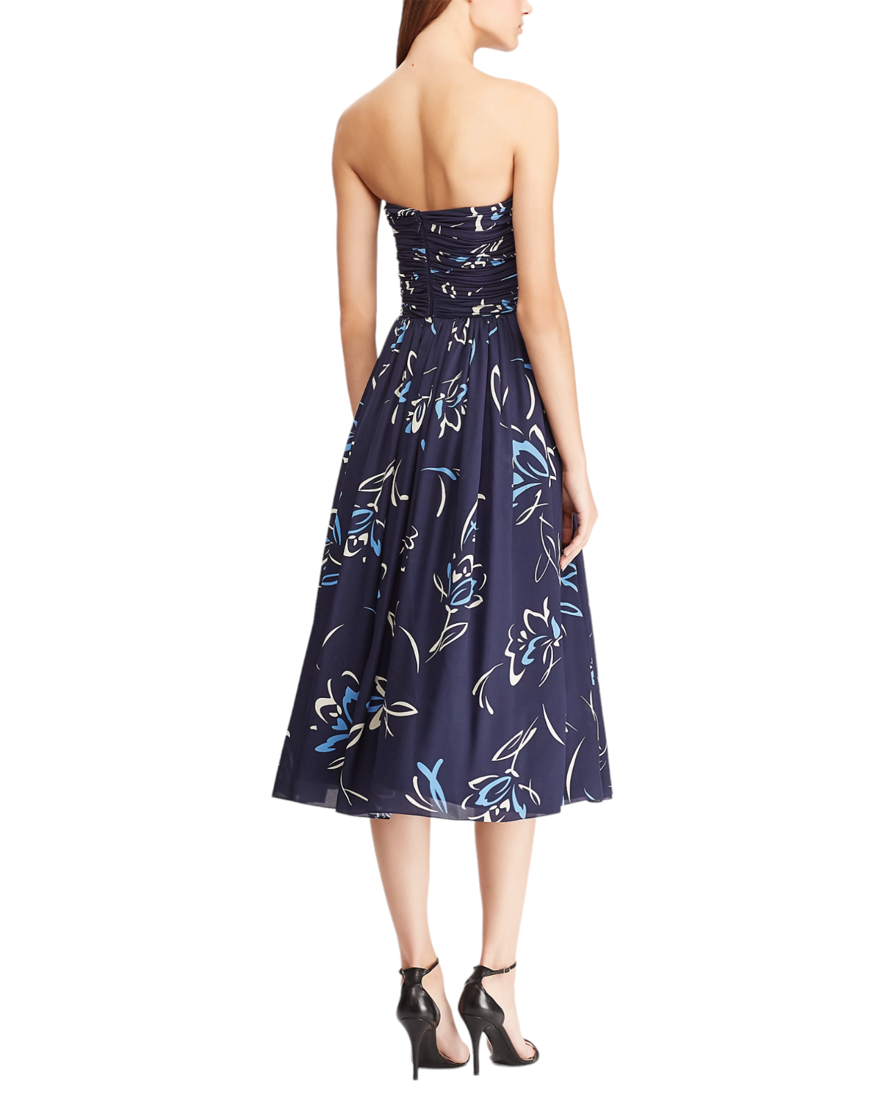 【新品未使用】Ralph Lauren purple label ドレス Ralph Lauren Purple Label Navy Carren Strapless Silk Art