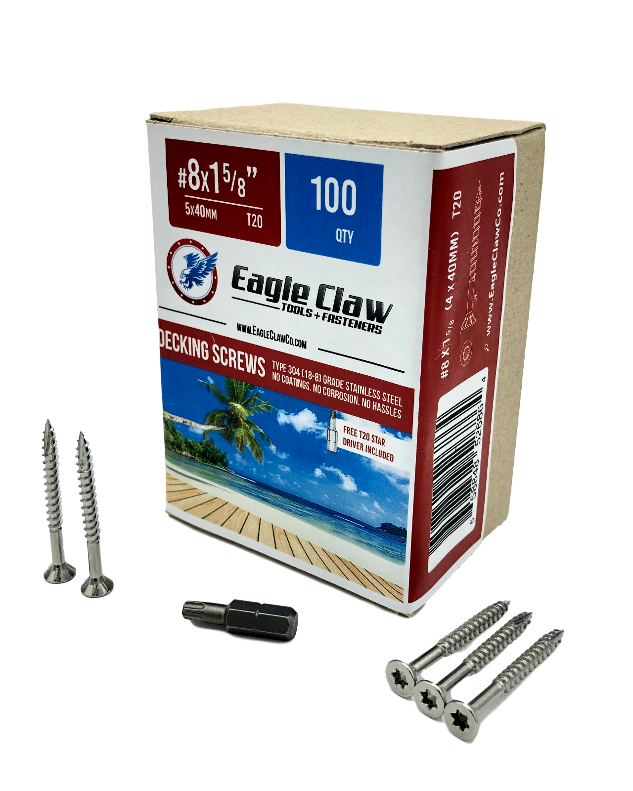 Eagle Claw Stainless Steel Wood Screws Star Drive Flat Head Various Sizes