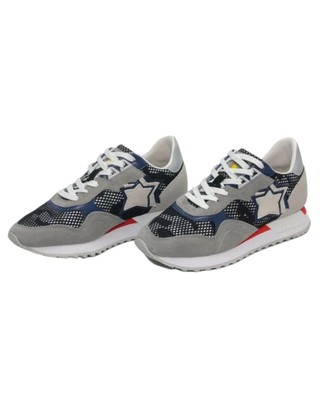 Pre-owned Atlantic Stars Low Shoes Dracoc Trainers Textile And Suede Grey/navy Man