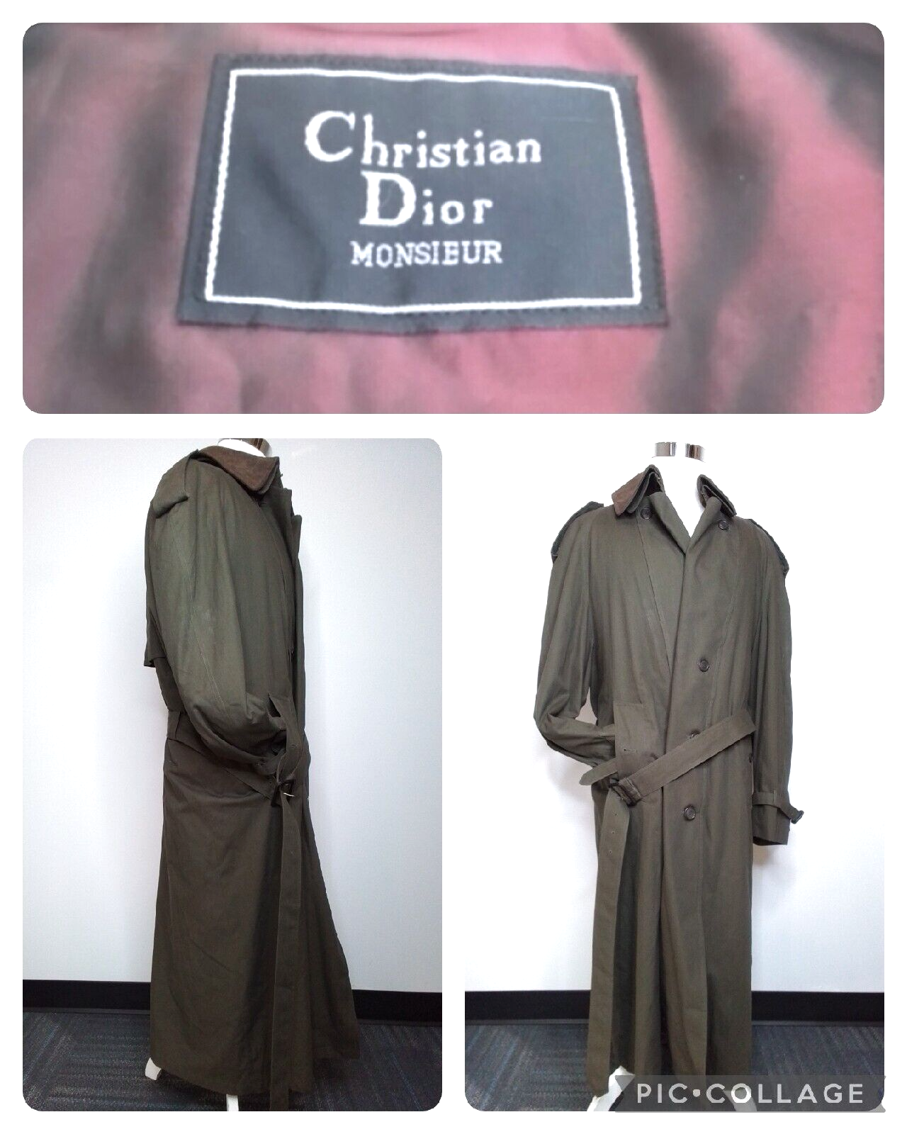 Christian Dior Monsieur トレンチコート オリーブグリーン Christian Dior Monsieur Trench Coat Olive Green Size 46R