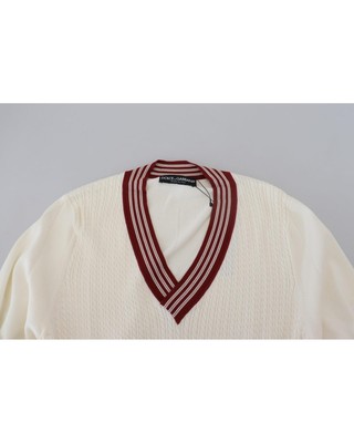 DOLCE & GABBANA DOLCE & GABBANA GESTRICKTER PULLOVER MIT V-AUSSCHNITT - SWEATERS - OFF WHITE