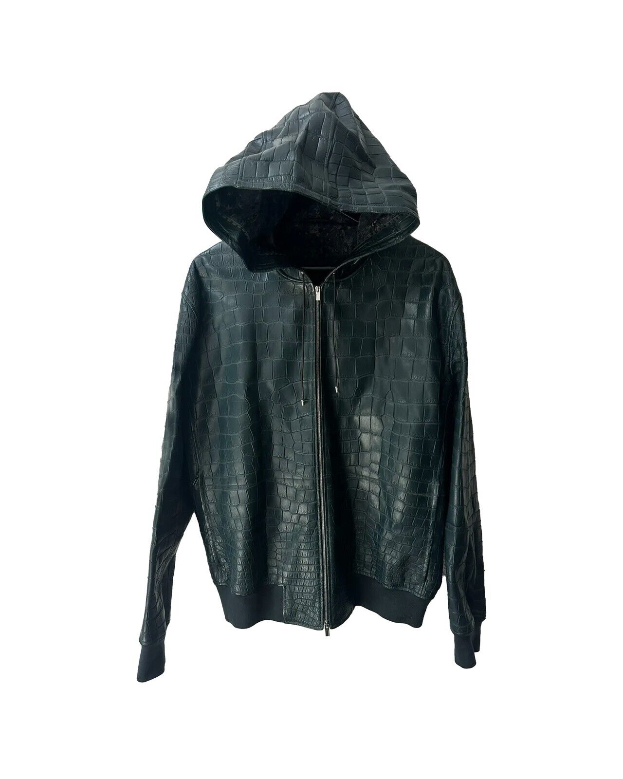 HERMES 1/1 FULL CROCODILE, SILK LINED JACKET: GREEN SIZE HERMES 1/1 FULL CROCODILE, SILK LINED JACKET: GREEN SIZE